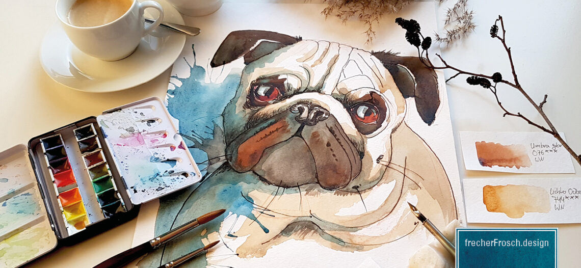 Aquarell Hunde Porträt zeichnen lernen