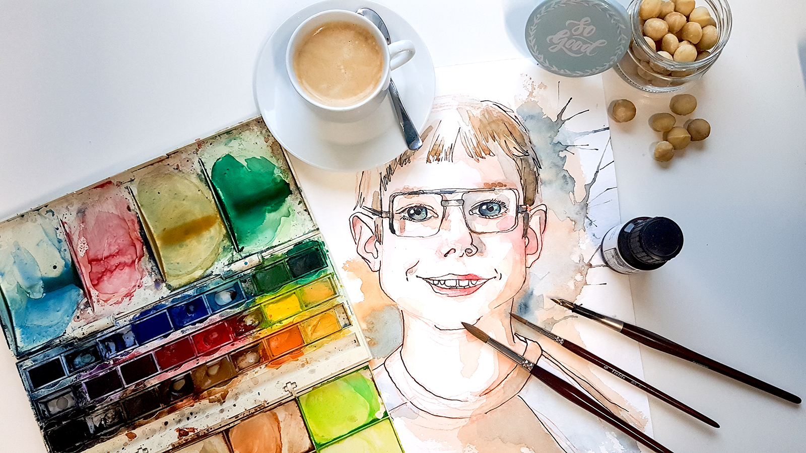 Aquarell Porträt auf Bestellung nach Fotovorlage