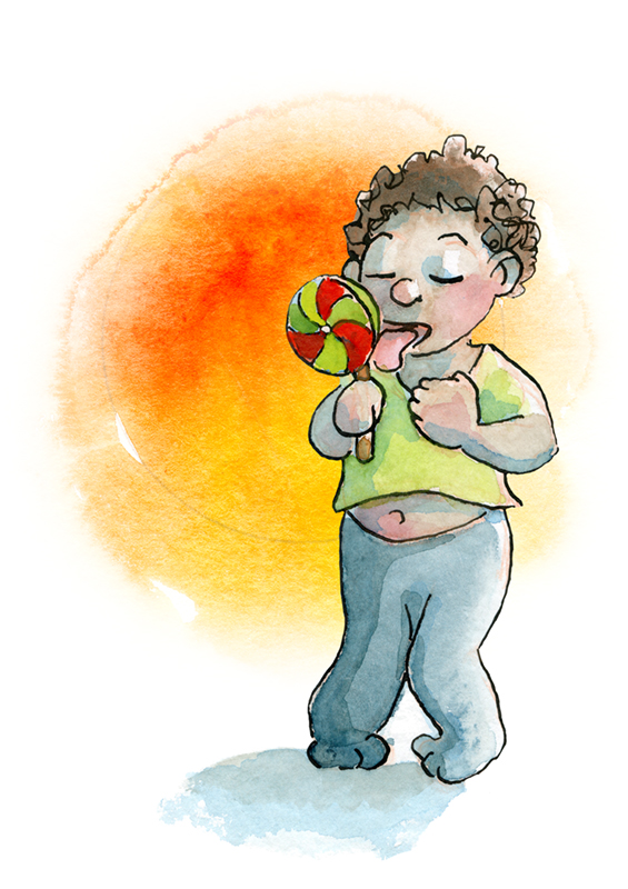 Kinderbuch Zielgruppe: Kleinkind mit Lolli - Kinderbuch-Illustration