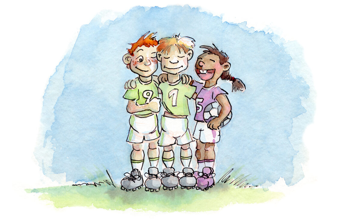 3 kleine Fußballer - Illustration von Sandra Viehweg