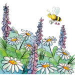 Blumenwiese mit Biene - Illustration aus meiner Galerie