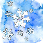 Schneeflöckchen - Schneeflocken - Eiskristalle gemalt für Kinder