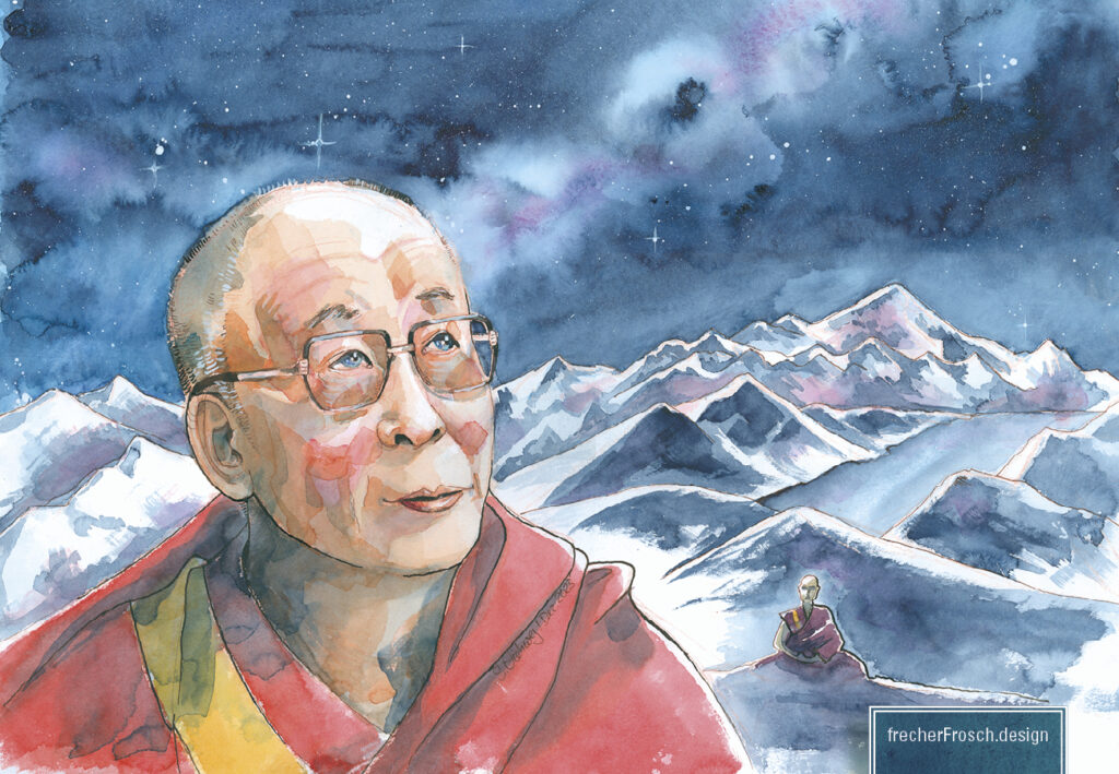 Dalai Lama - Aquarell-Porträt - Original