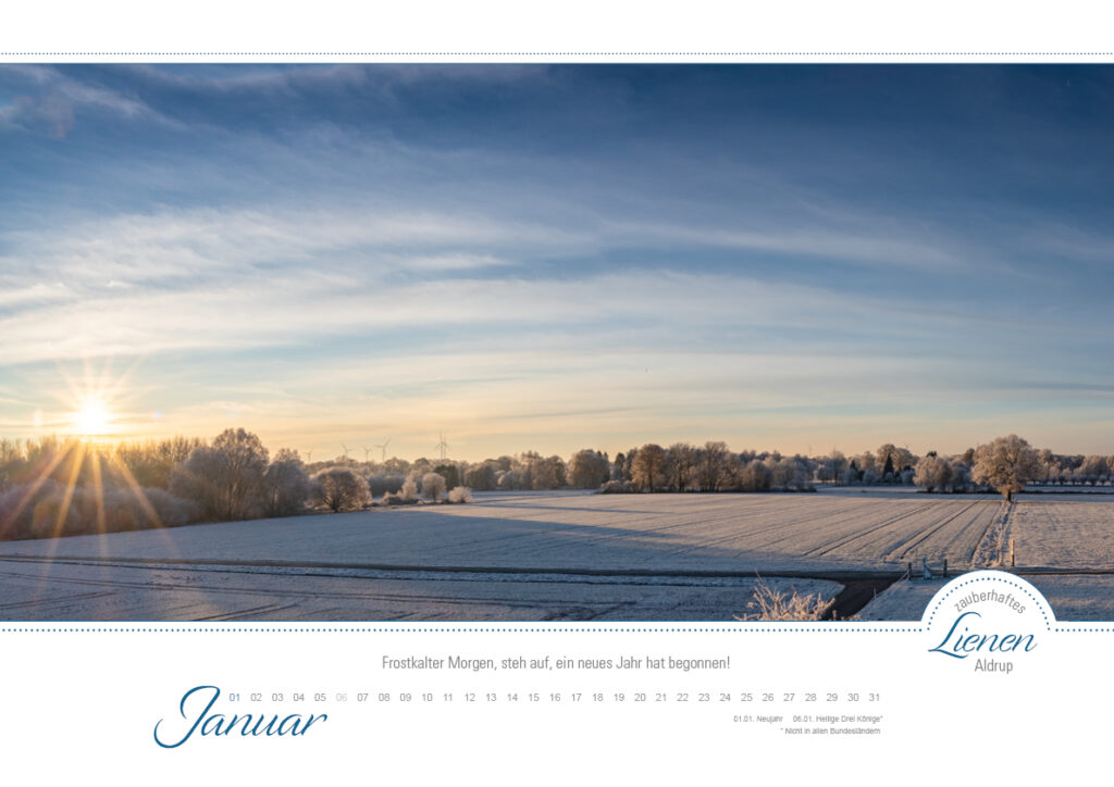 Kalender 2026 Landschaft Panorama Lienen Januar
